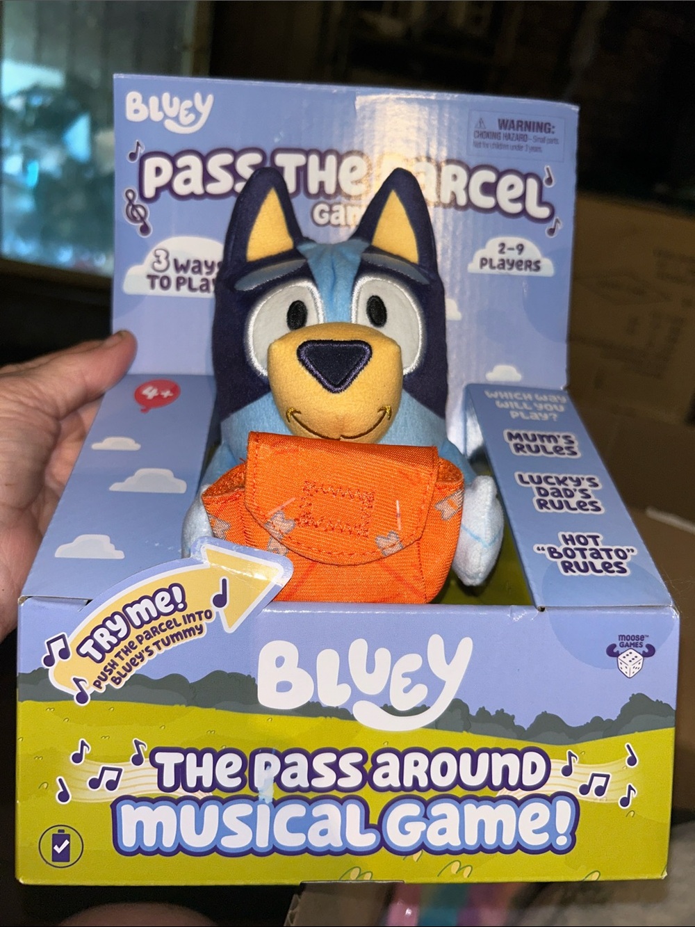 Bluey Pass the Parcel Musical Game Plush - Blue & Orange